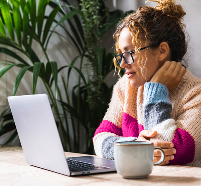 Man talking on a laptop